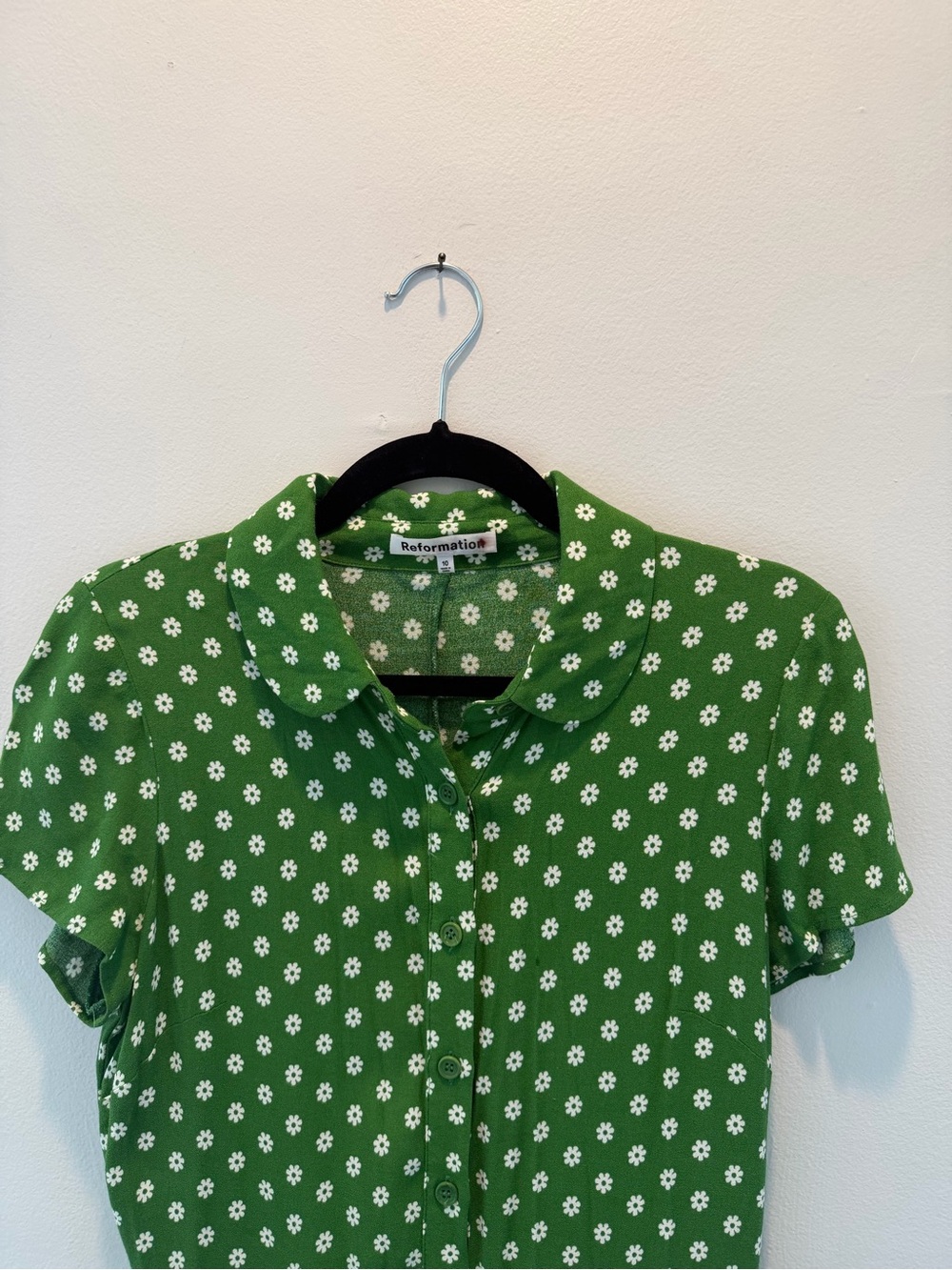 Reformation “Willa” Green Daisy Print Midi Dress Size 10 - Picture 5 of 7